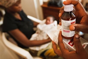 A health worker holds a bottle of antiretroviral medicine at the Princess Christian Maternity Hospital in Freetown, the capital. The medicine is being dispensed to a 15-year-old HIV-positive girl, for her seven-day-old newborn. The drug is part of a regiment of treatments and tests intended to prevent mother-to-child transmission (PMTCT) of HIV. In March 2011 in Sierra Leone, the country commemorated the ten year anniversary of the end of its civil war, which left 50,000 dead and 10,000 amputated. Although progress has been made since the wars end, Sierra Leone still ranks at the bottom of the 2010 Human Development Index. Health centres remain under-resourced, and medical care remains too expensive and inaccessible for many people. The countrys under-five mortality rate is fifth highest in the world, maternal mortality is among the worlds worst as well, and over a third of children under age five suffer stunting due to poor nutrition. According to 2008 data, only 49 per cent of the population uses improved drinking water sources, and only 13 per cent have access to improved sanitation facilities. Education systems are also deficient, with an insufficient number of schools and trained teachers. Girls face additional barriers to education, including high rates of early marriage and teen pregnancy, extra fees, and sexual abuse and exploitation in schools. UNICEF is working with the Government and partners to improve conditions for Sierra Leones children, supporting programmes that train teachers and school managers and that strengthen community-based health systems. UNICEF also supports a Government programme, launched in April 2010, that abolishes fees for primary health services for pregnant and lactating women and all children under age five.