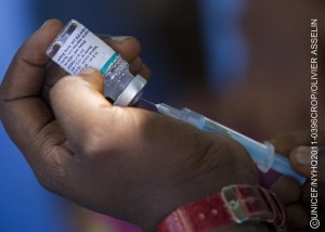 Nurse Emmanuel Kalwazi fills a syringe with tetanus toxoid vaccine, which he will administer to a pregnant woman in Mukanga-Moke Village, Katanga Province. The vaccines have been provided by UNICEF. [#4 IN SEQUENCE OF ELEVEN]  In Feuary 2011 in the Democratic Republic of the Congo, women and children remain vulnerable to maternal and neonatal tetanus (MNT), an infection that has no cure but is preventable with routine immunization. MNT threatens the lives of 130 million women and babies in 38 countries around the world, including D. R. Congo, where the disease sickened at least 1,038 babies and killed 483 last year. Globally, the disease kills 59,000 infants within their first month of life, the equivalent of one death every nine minutes, every year. Limited access to basic health services and poor hygiene conditions during birth are the major contributors to MNT mortality: Many infections take place when women give birth at home, alone or in the presence of an untrained birth attendant. Delivery on unclean surfaces and handling with unclean hands or instruments increase the chance of MNT infection in both mother and baby. Yet three doses of the tetanus toxoid vaccine  one of the worlds safest and least expensive vaccines  protects almost 100 per cent of recipients from the disease. Additionally, children born to immunized women are protected from the disease for the first two months of life. Since UNICEF re-launched its MNT Elimination Initiative in 1999, at least 20 countries have achieved the goal of eliminating MNT, and since 2006, private-sector partner Pampers has donated funds for 300 million vaccines. In D. R. Congo, this initiative is promoting vaccination among girls and women of child-bearing age, particularly in southern provinces where health infrastructure is weak and vaccine shortages are common. The goal of the initiative is to eliminate cases of MNT from the world by 2015.