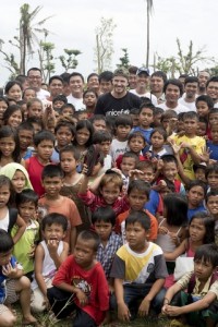 [ALL D.BECKHAM IMAGES ARE RESTRICTED. ALL UNICEF USE MUST BE CLEARED BY chloee@unicef.org.uk OR louiseo@unicef.org.uk] On 14 Feuary 2014 in the Philippines, UNICEF Goodwill Ambassador David Beckham visits children affected by Typhoon Haiyan, in Tanauan  one of the areas hardest hit by the disaster. As a UNICEF Goodwill Ambassador, seeing how children are being given a sense of normality amidst the rubble of their communities has been amazing, he said. I want to show people around the world how their generous donations have had an enormous impact on children and their families and how thankful people here are for their kindness. Mr. Beckhams T-shirt bears the UNICEF logo.