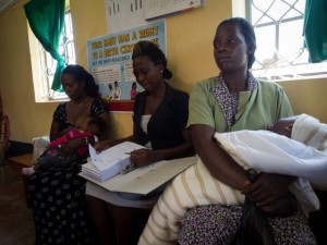 Mothers wait to receive their children's birth certificates at Mulago Hospital Kampala. At the hospital, birth registration is done using Mobile Vital Records System (Mobile VRS) an innovative technology supported by UNICEF to improve birth registration in Uganda. This was part of the activities during the Uganda Pan African Study Tour Conference under the theme, Breaking with oken systems . The purpose of Uganda Pan-African Study Tour, is to enable government counterparts from countries implementing the above project and members of the Africa Programme on Accelerated Improvement of Civil Registration and Vital Statistics (APAI-CRVS) Core Group to share and learn from each otherÕs innovations in improving national civil registration and vital statistics.