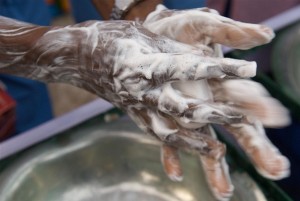 Schoolboys wash thier hands at a ceremony to celerbate Global Handwashing Day. Bhubaneswar, Orissa, India. Tom Sampson/UNICEF Oct 09